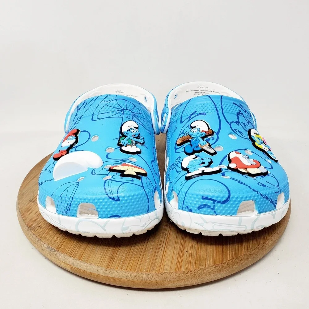 Crocs Smurfs Sandals Kids 2 Blue‎ Classic Clog Casual Boys Girls Shoes